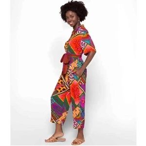 Farm Rio Dotted Patch Scarf Jumpsuit Small